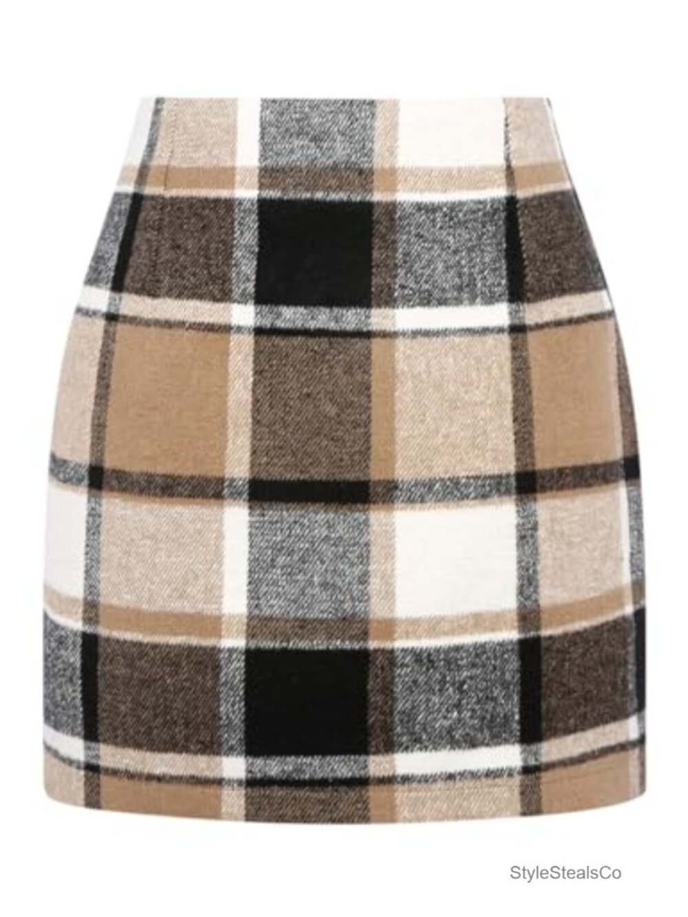 Wool Blend Plaid High Waist Bodycon Mini Pencil Skirt